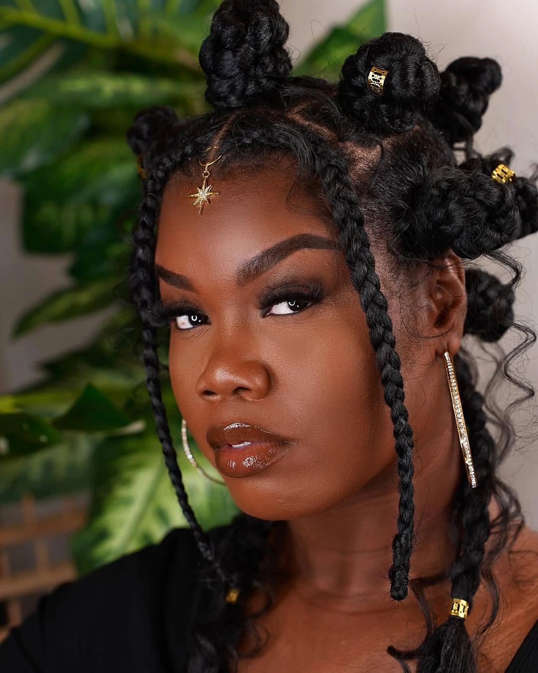 bantu knots hairstyles Decorated Braided Knots With Gold Charms