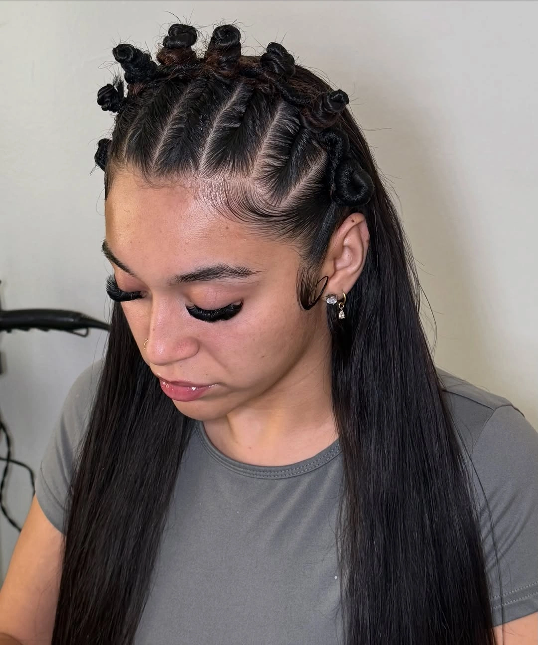 bantu knots hairstyles Half-Up Knots With Long Straight Hair