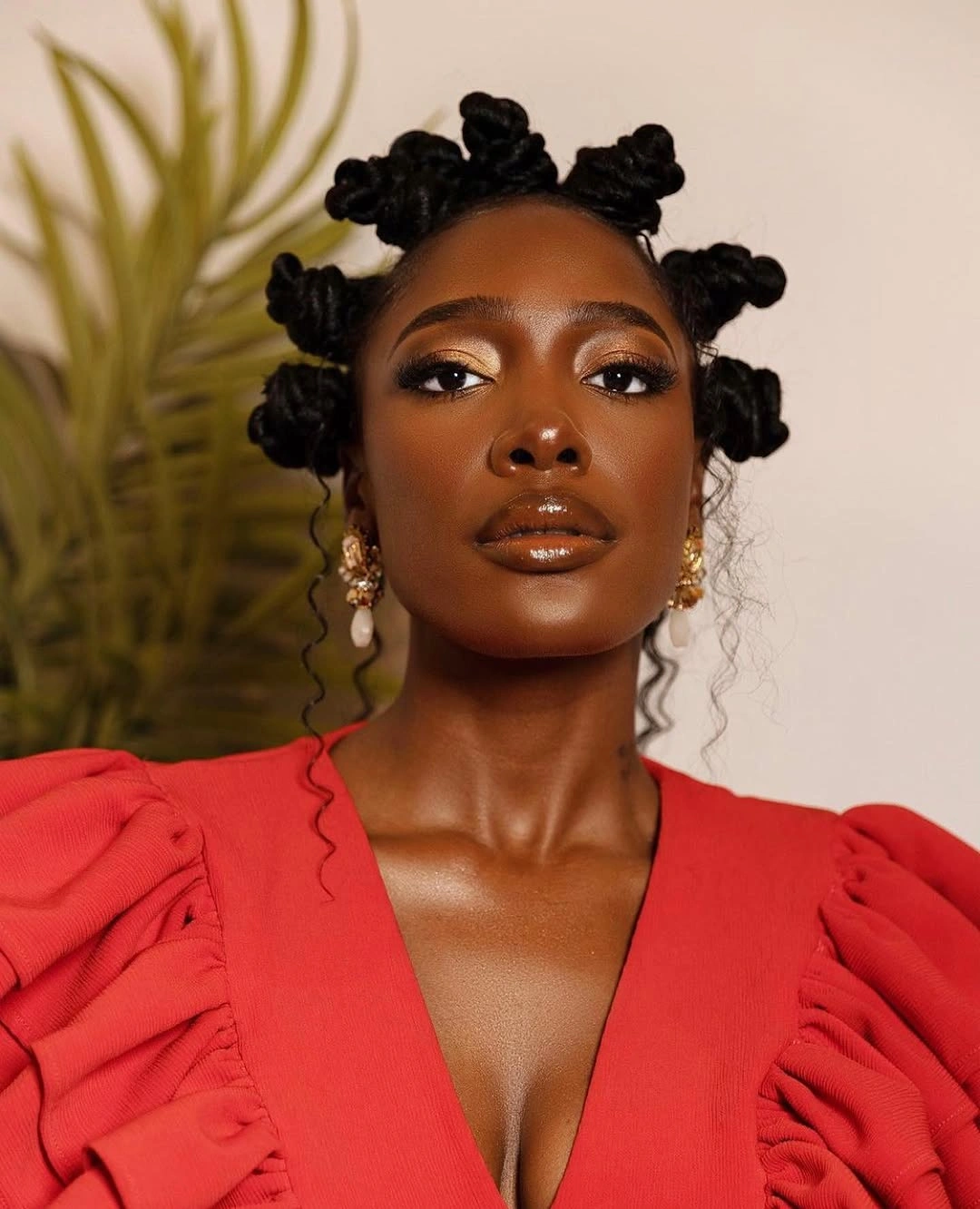 bantu knots hairstyles Romantic Knots With Red Dress Energy