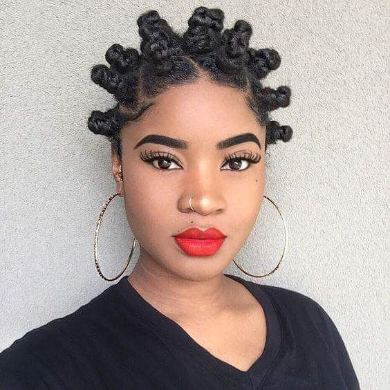 bantu knots hairstyles Classic Mini Knots With Red Lip