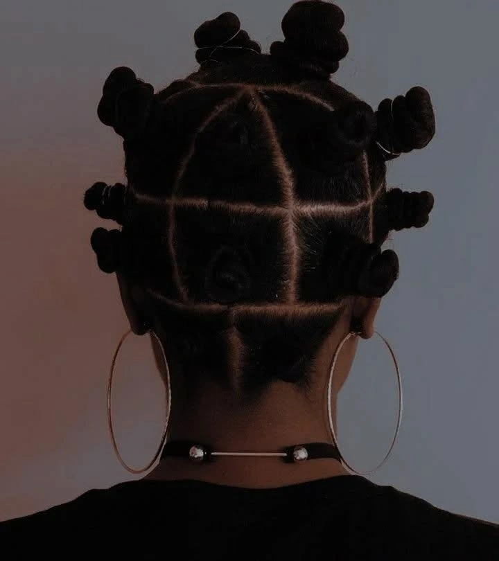 bantu knots hairstyles Grid-Parted Knots With Hoop Earrings