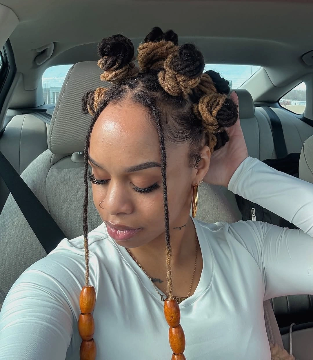 bantu knots hairstyles Ombre Loc Knots With Beaded Face Pieces