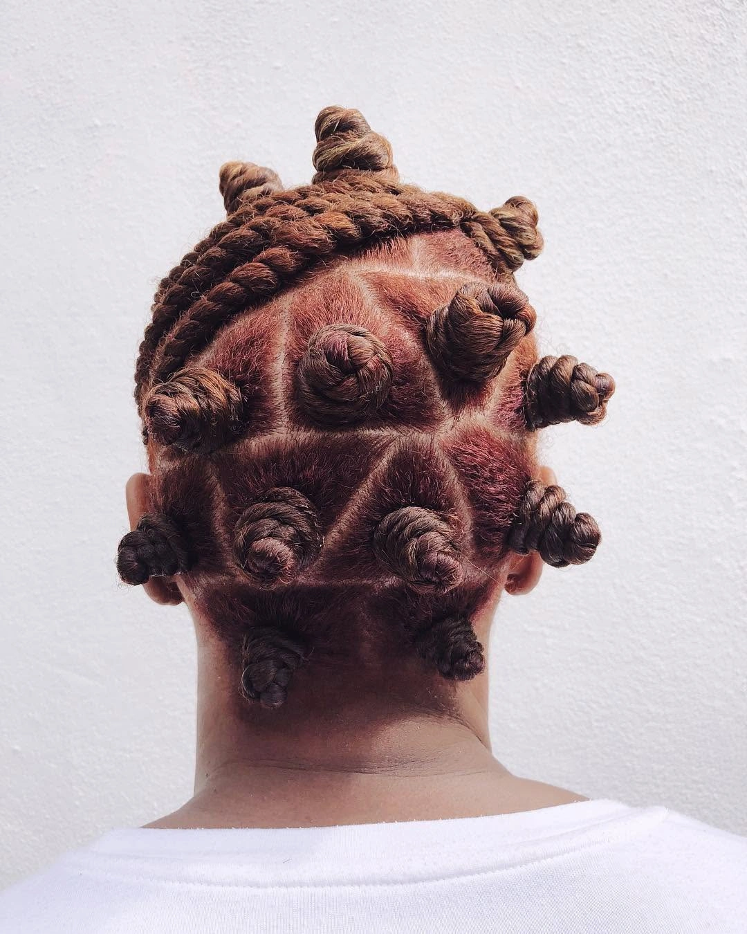 bantu knots hairstyles Copper Grid Knots With Braided Detail
