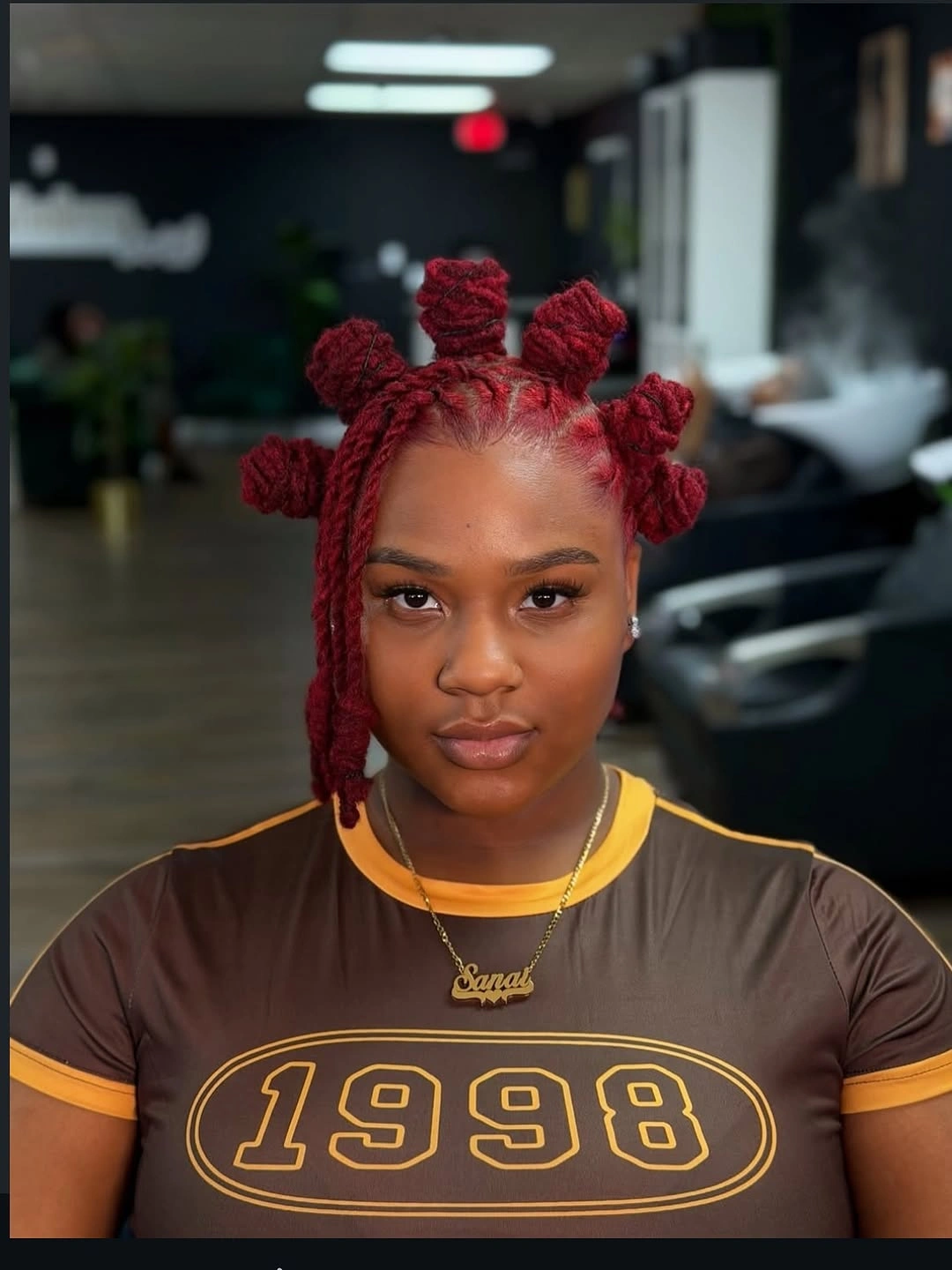 bantu knots hairstyles Burgundy Loc Knots With One Side Drop