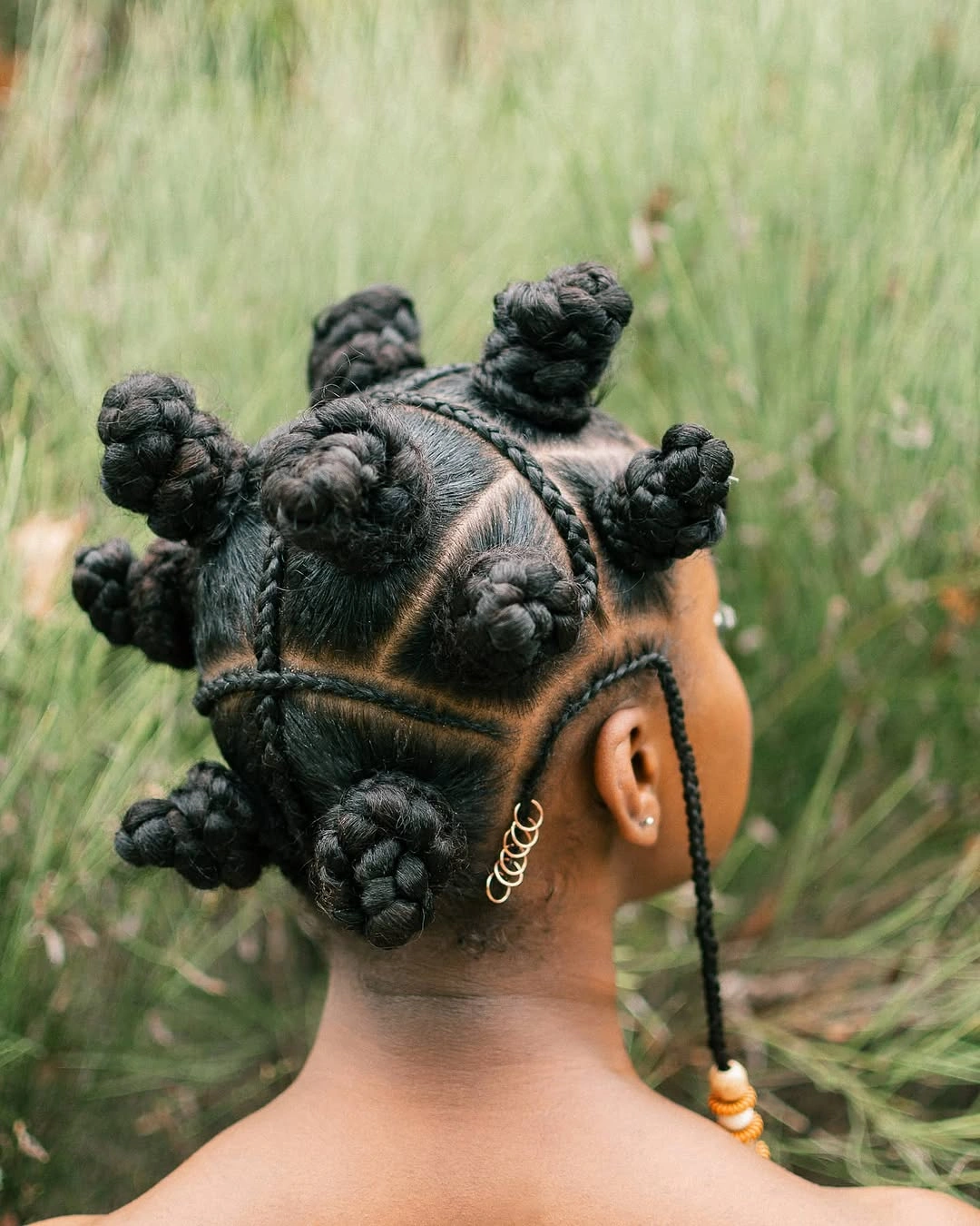 bantu knots hairstyles Outdoor Braided Knots With Beaded Accent