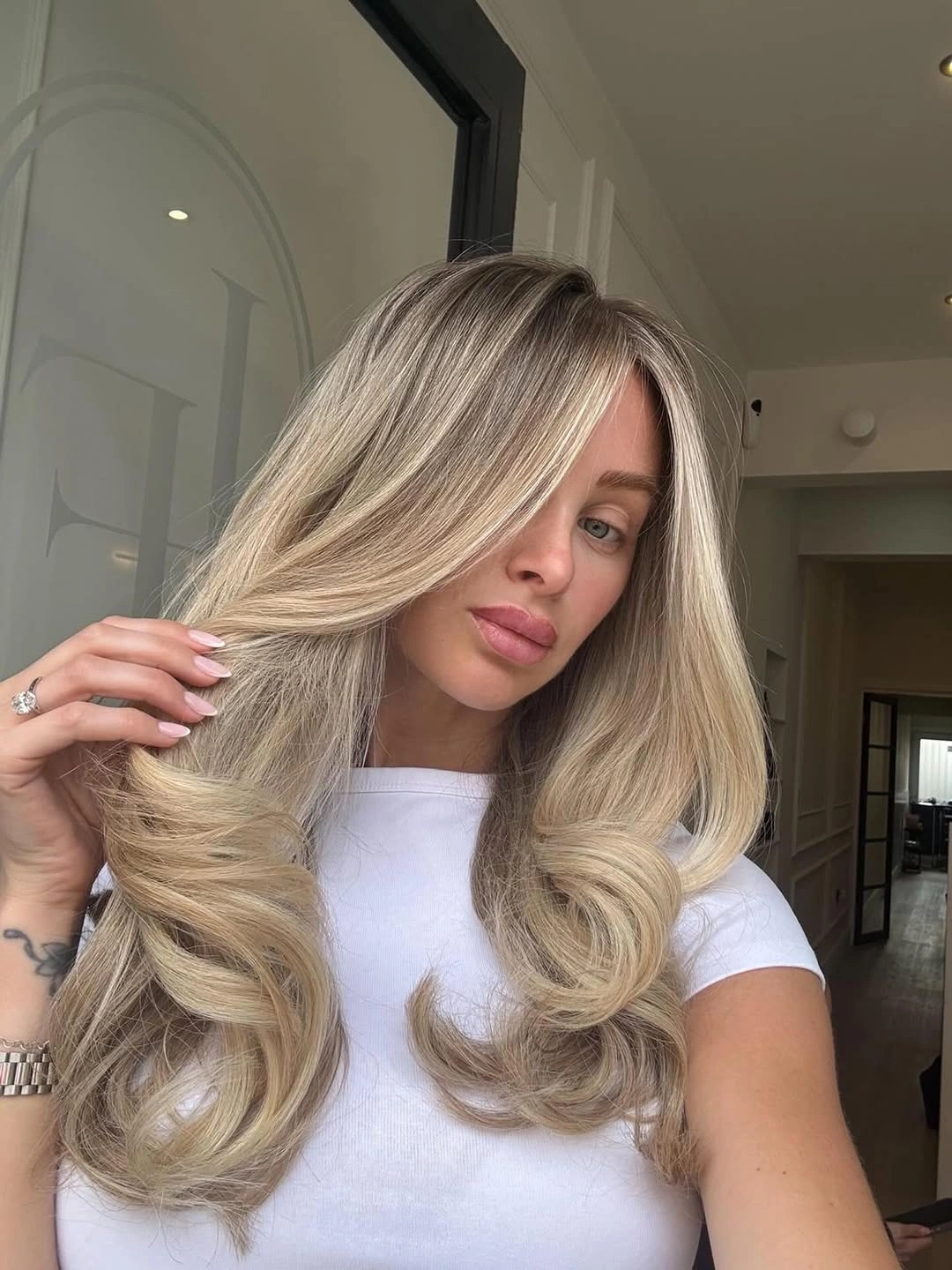 beige blond hair color Soft Ash Beige Blowout