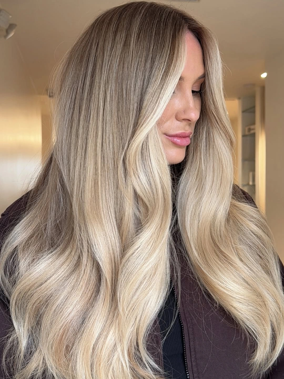 beige blond hair color Creamy Long Beige Blonde