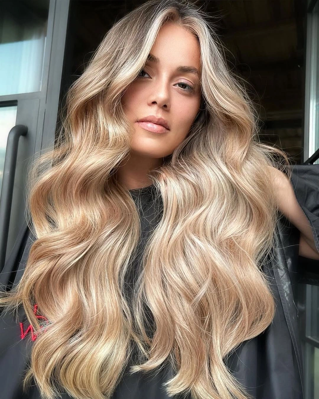 beige blond hair color Golden Beige Glam Waves