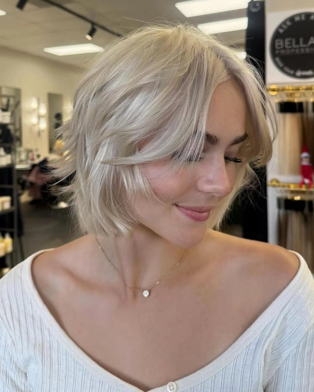 bixie haircut Platinum Long Bixie With Curtain Layers