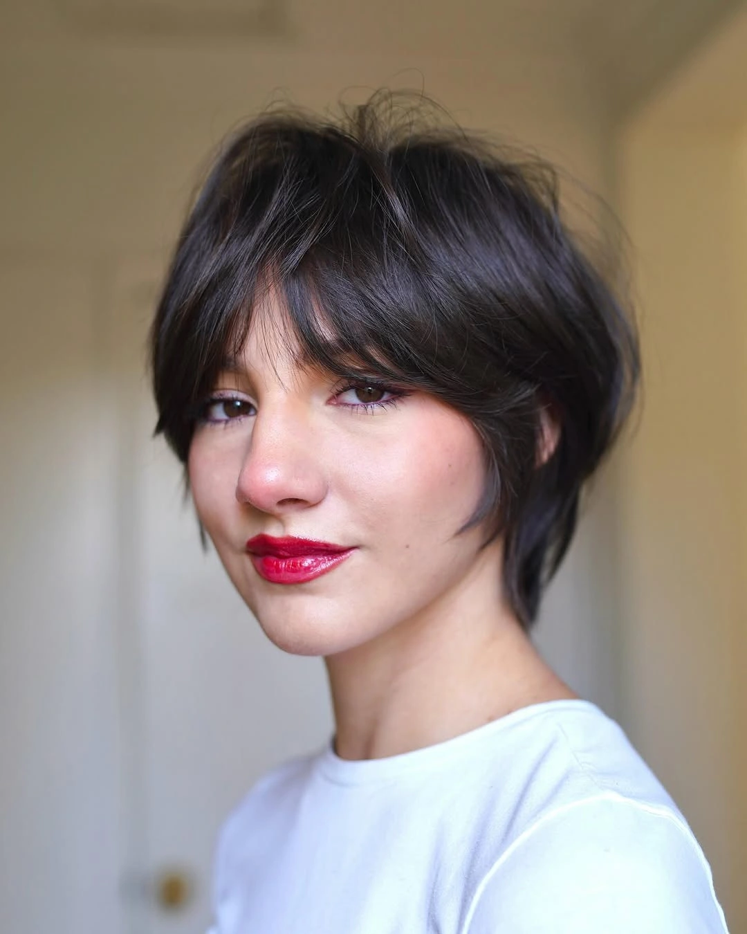 bixie haircut Soft Black Bixie With Center-Parted Bangs