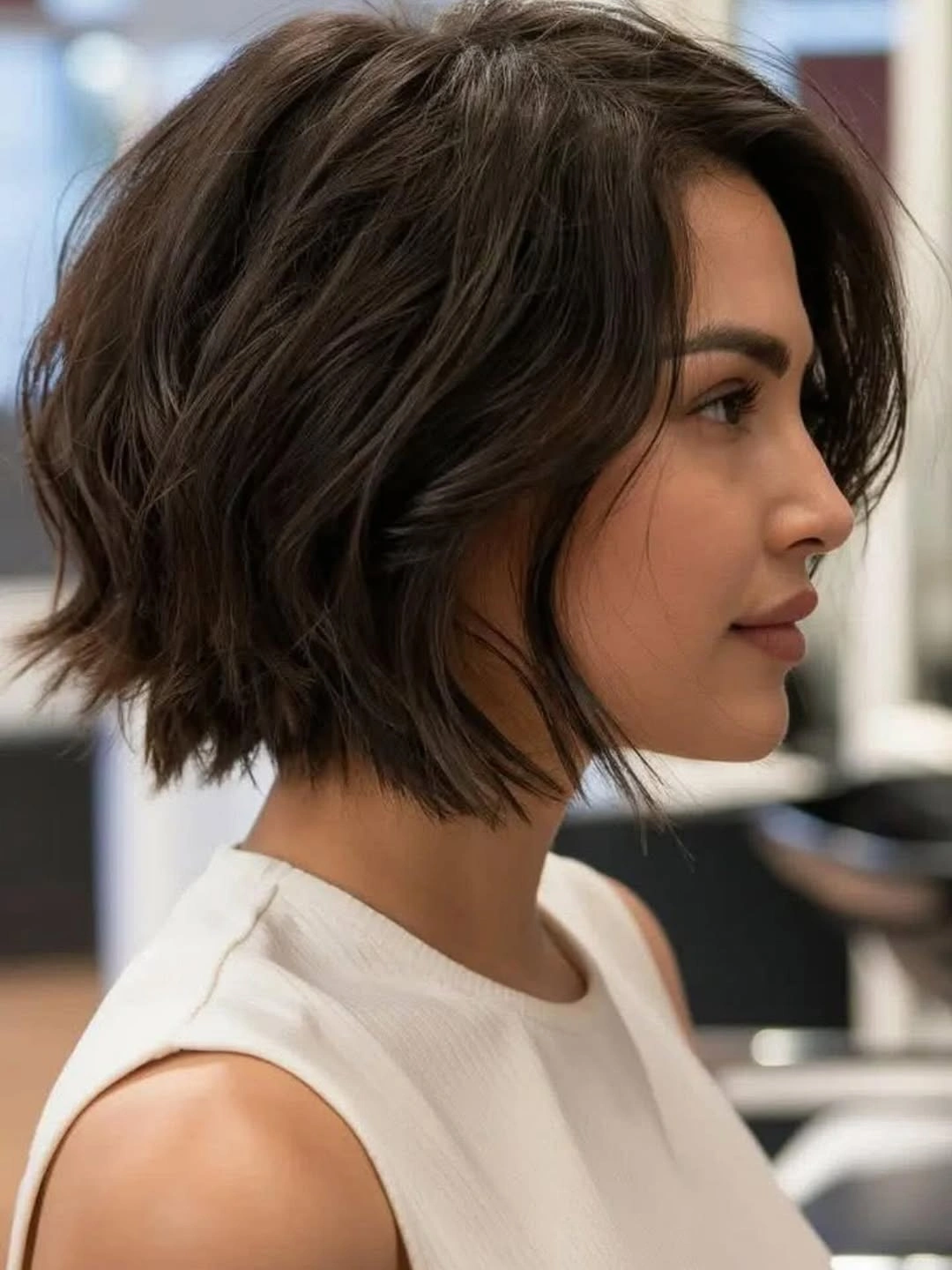 bobbed haircut for women Wavy Brunette Bob With Soft Volume