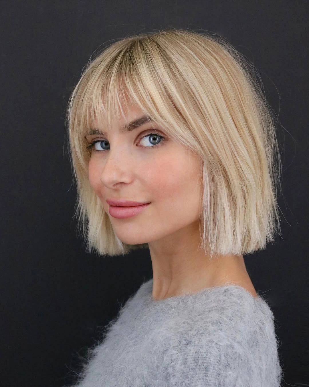 bobbed haircut for women Blonde Bob With Soft Fringe And Clean Ends