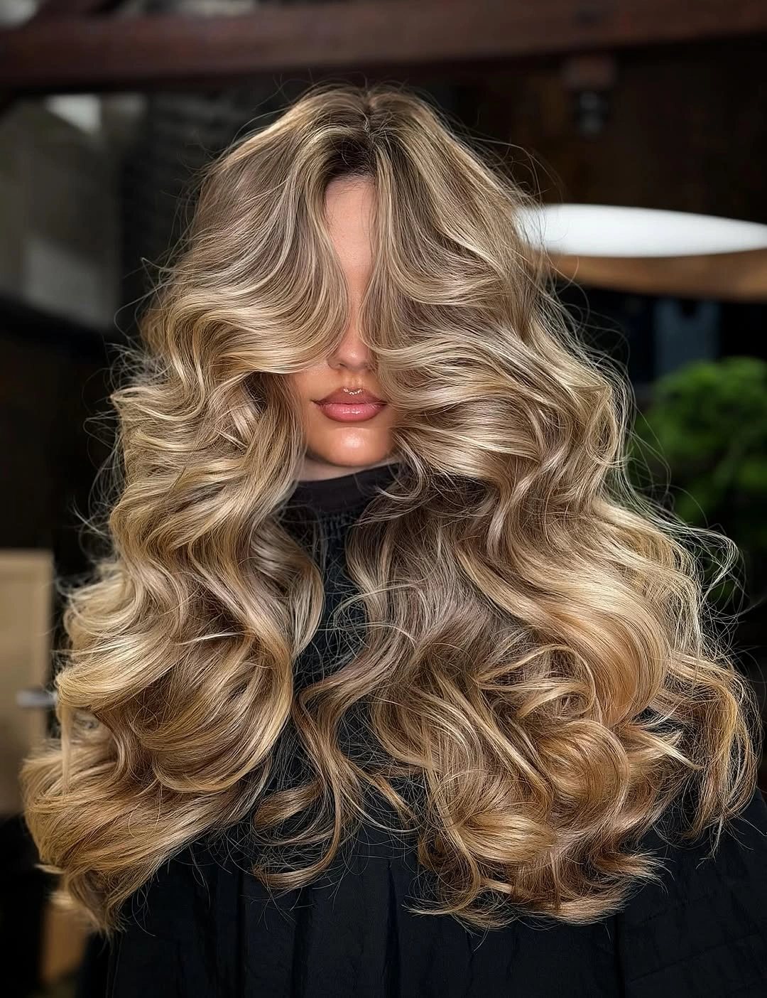 body waves hairstyle Rooted Blonde Waves With Maximum Side Volume