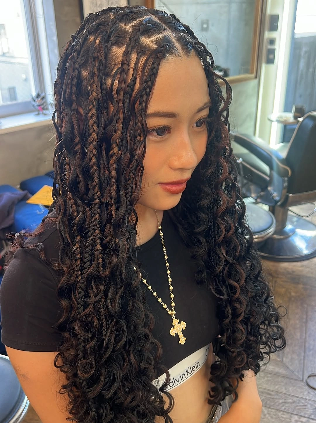bora bora braids hairstyle Shoulder-Skimming Curly Braids