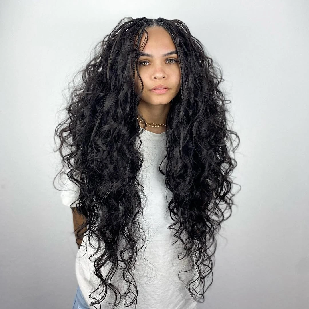 bora bora braids hairstyle Voluminous Black Curly Bora Bora Braids