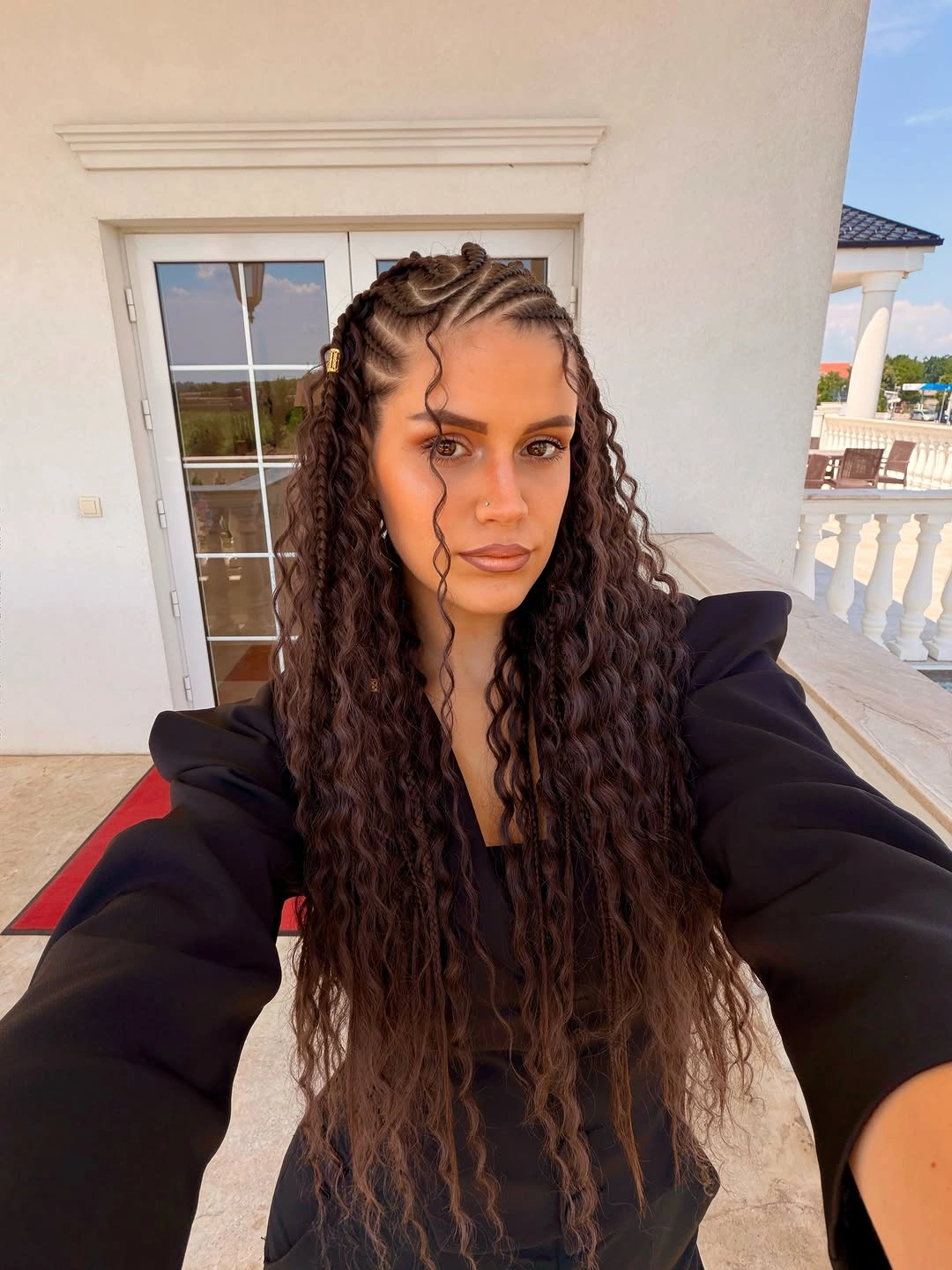 bora bora braids hairstyle Chocolate Half-Up Island Braids