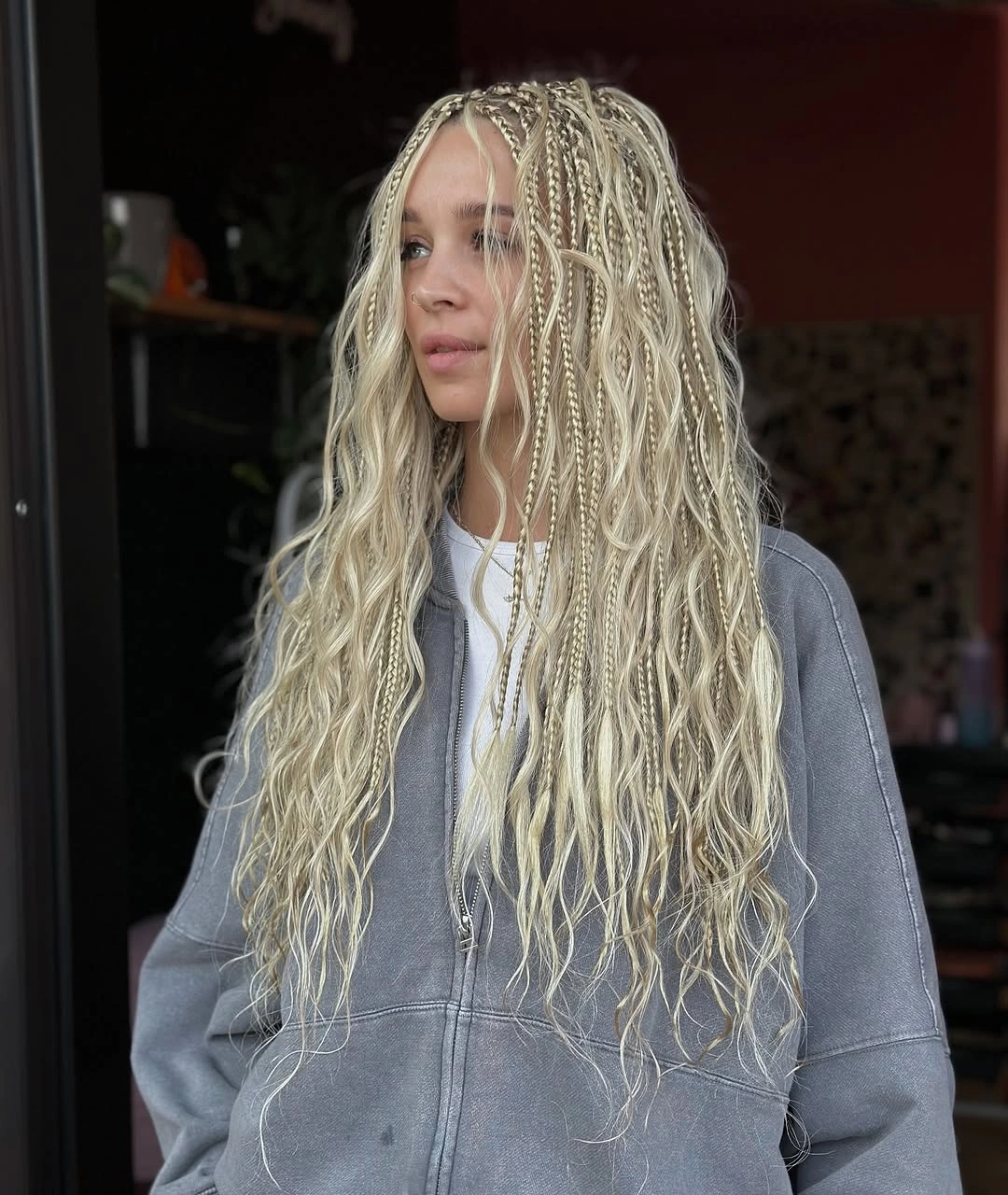 bora bora braids hairstyle Bright Blonde Mermaid Length