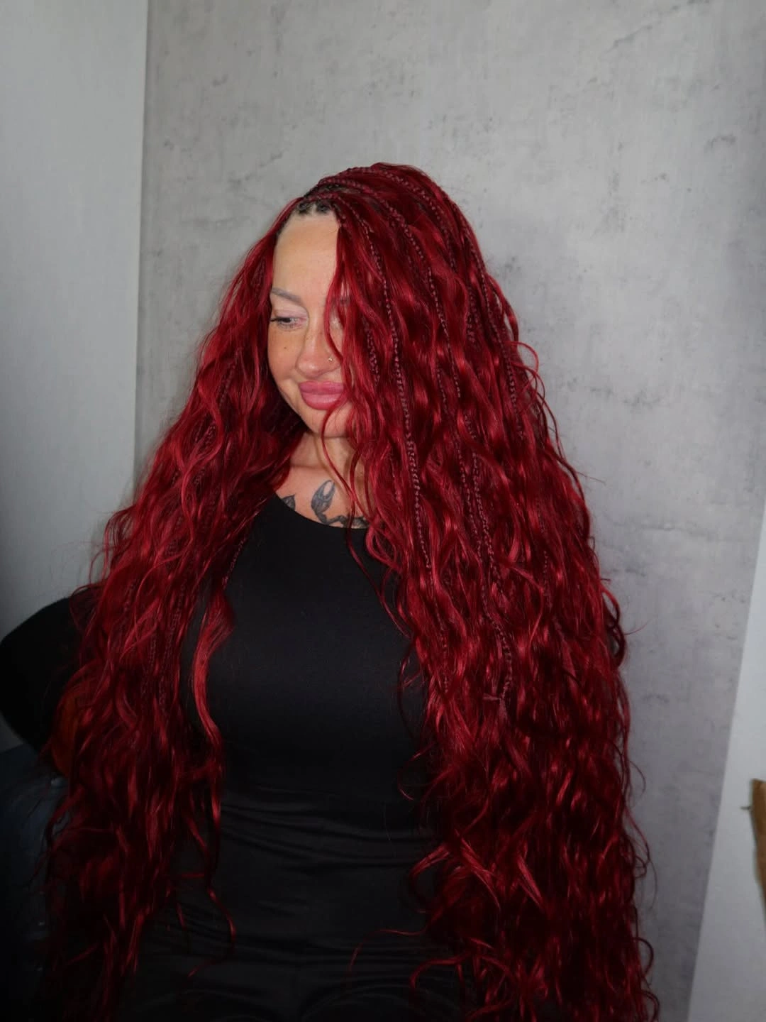 bora bora braids hairstyle Deep Red Statement Braids