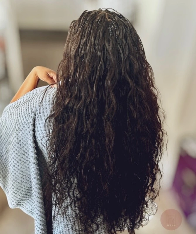 bora bora braids hairstyle Long Dark Water-Wave Braids
