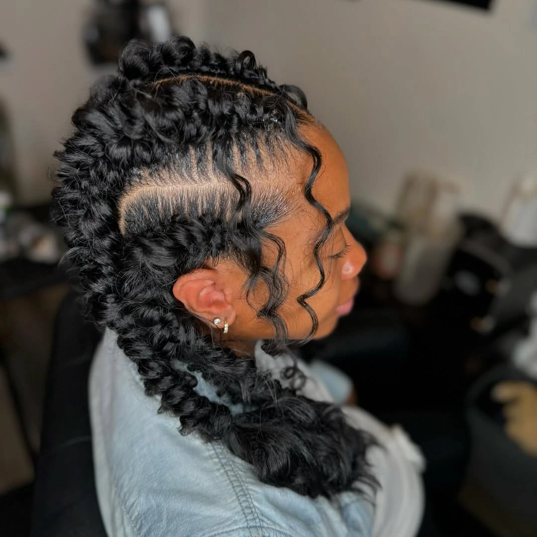 butterfly braids hairstyle Soft Black Butterfly Braids With Loose Curled Ends