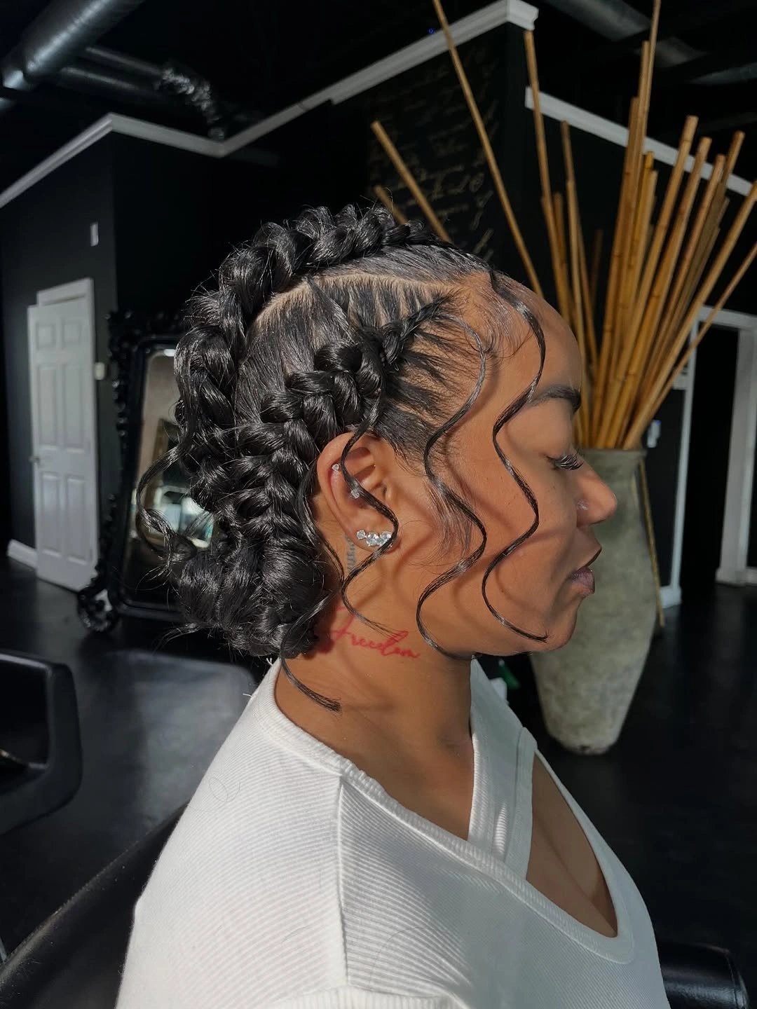 butterfly braids hairstyle Side-Swept Butterfly Braids With Sculpted Curls