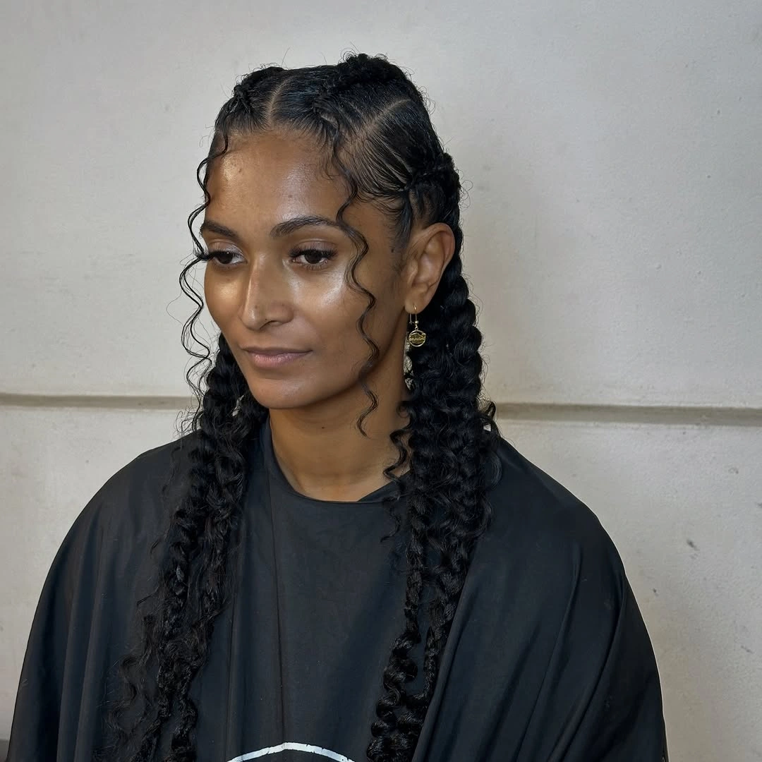 butterfly braids hairstyle Long Butterfly Braids With Loose Curly Pieces