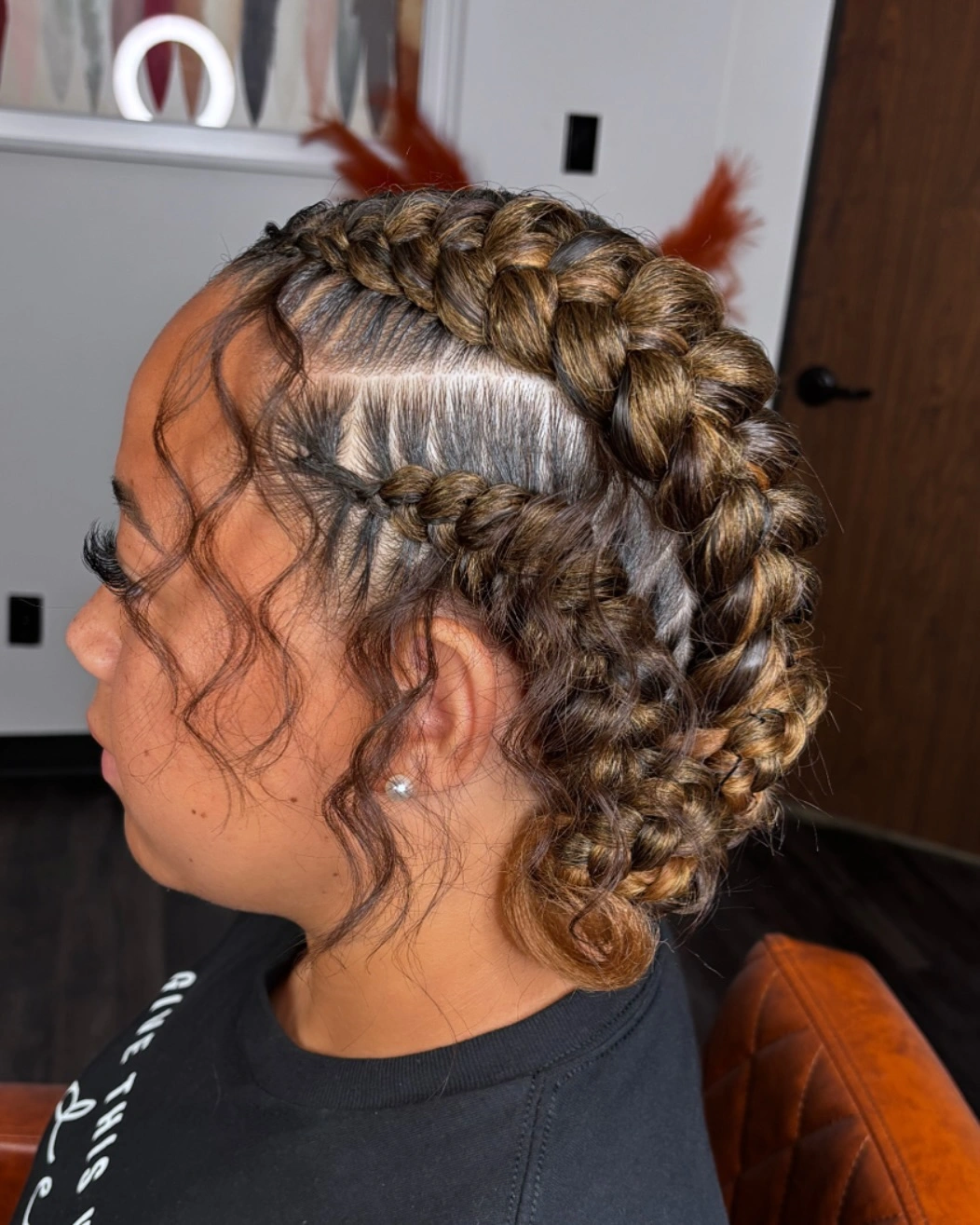 butterfly braids hairstyle Honey Brown Butterfly Braids With A Sculpted Side Part