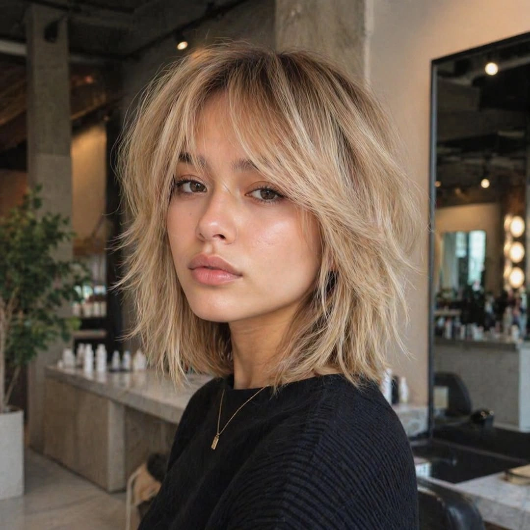 choppy medium layered hair Blonde Airy Layers With Salon-Girl Polish
