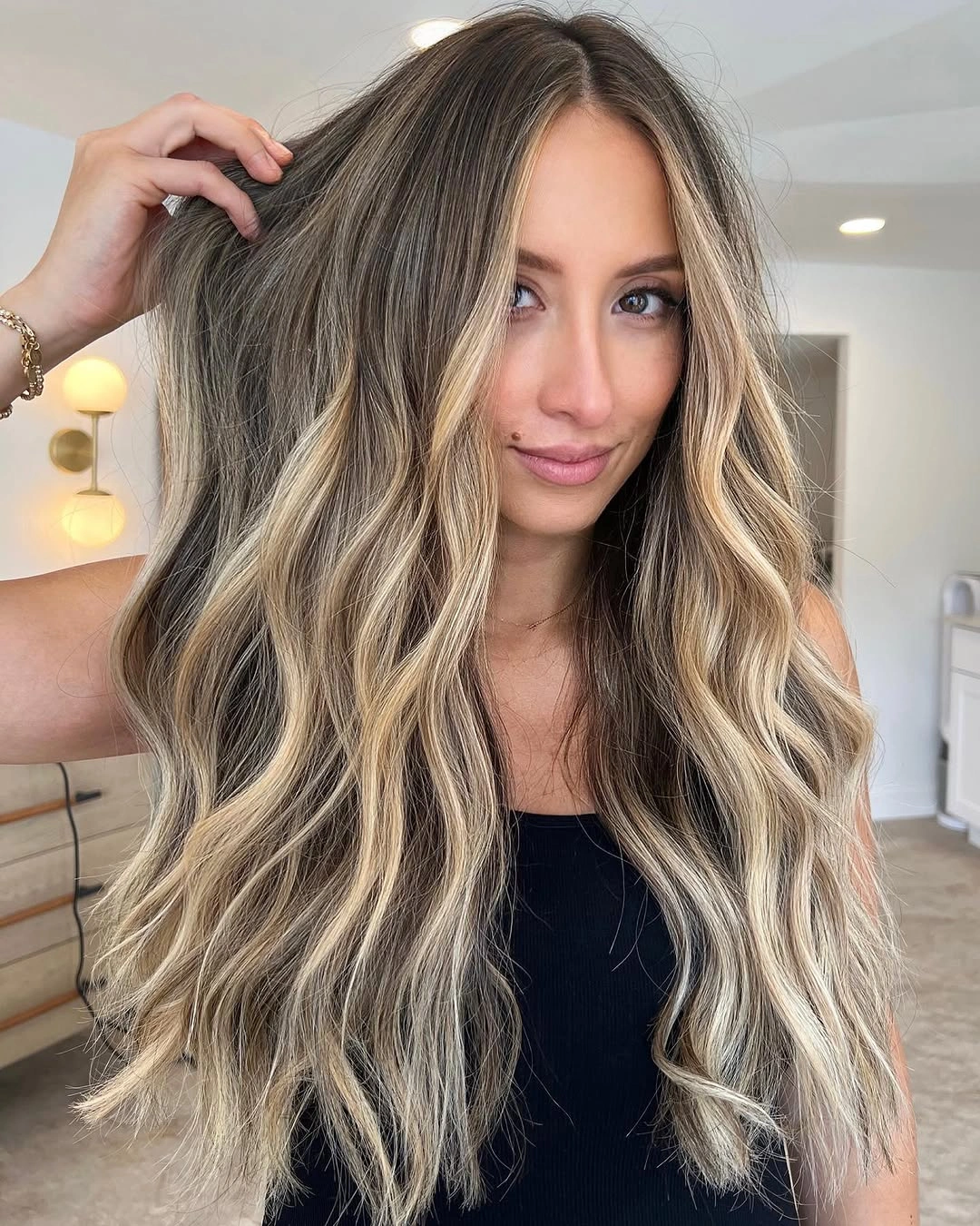 dirty blonde hair color Beachy Contrast Blonde With Long Waves