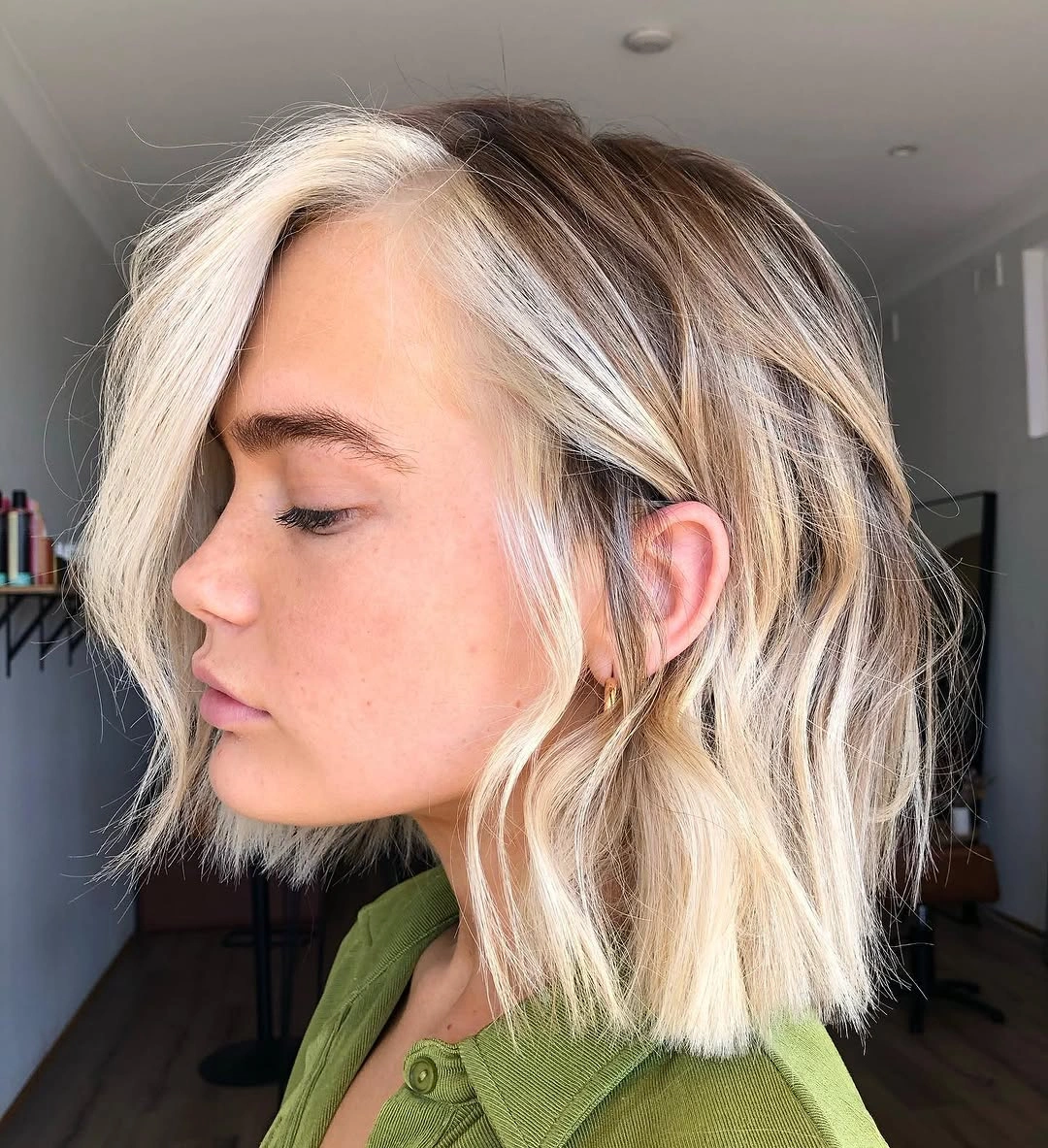 Fall blonde hair colour 2026 Vanilla Blonde Bob With Espresso Shadow Panels