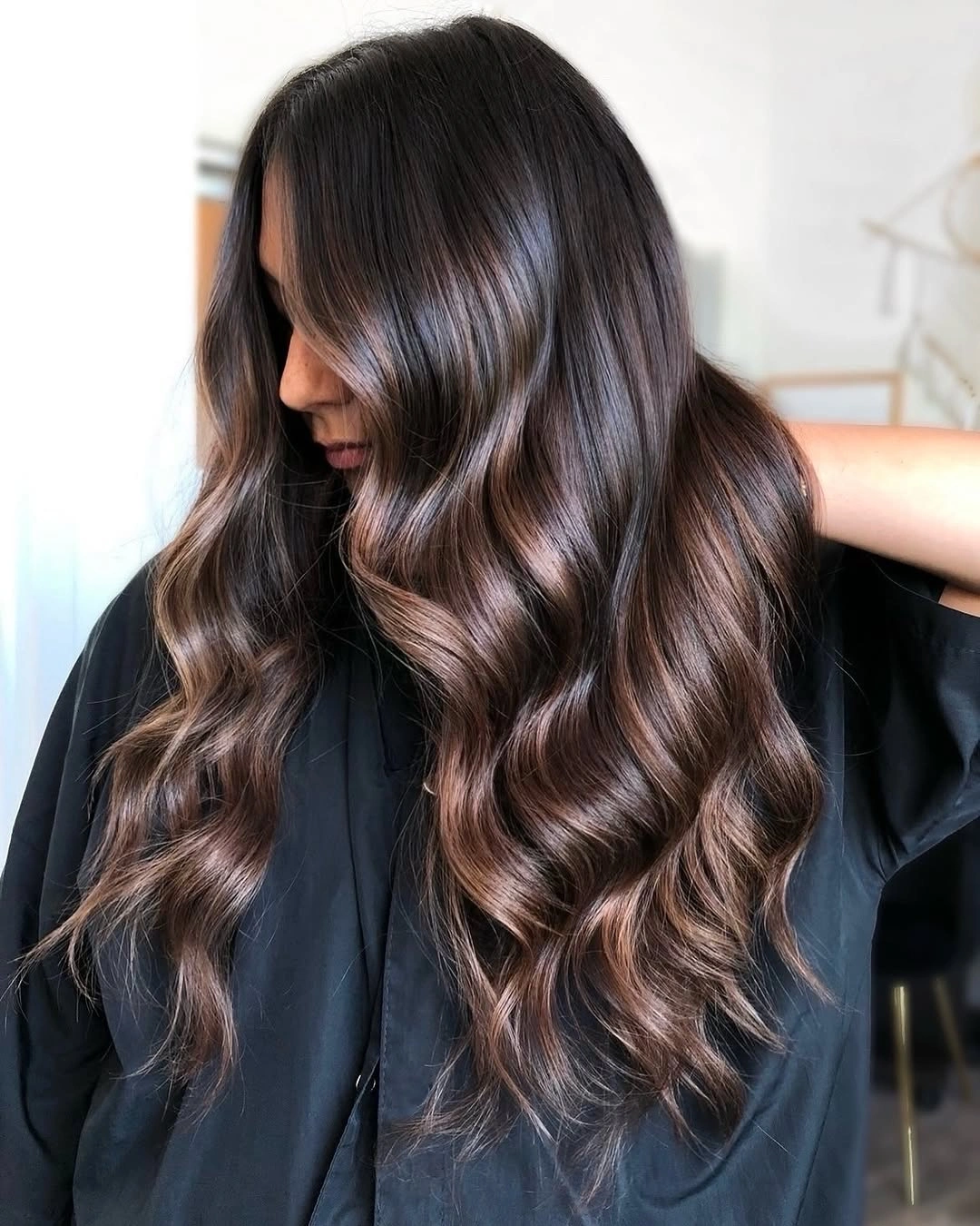 Fall brunette hair colour 2026 Cool Mocha Waves With Smoky Shine