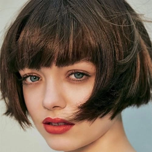 fall French Bob 2026 Classic Espresso Bob with Sculpted Bangs