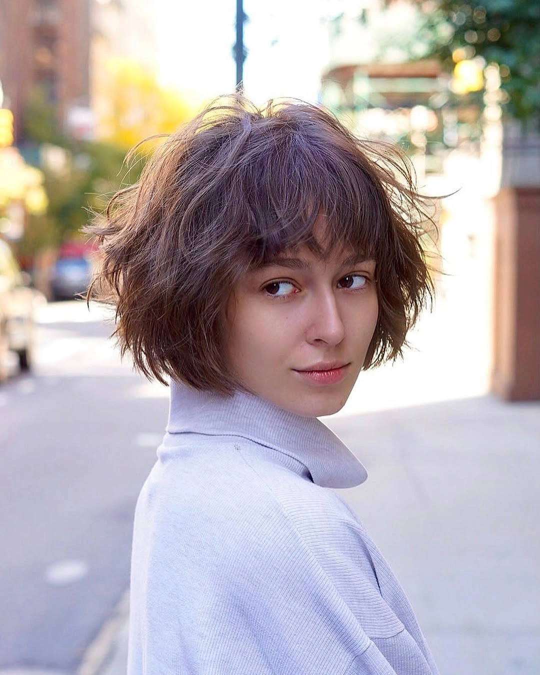 fall French Bob 2026 Tousled Brunette Bob with Feathered Bangs