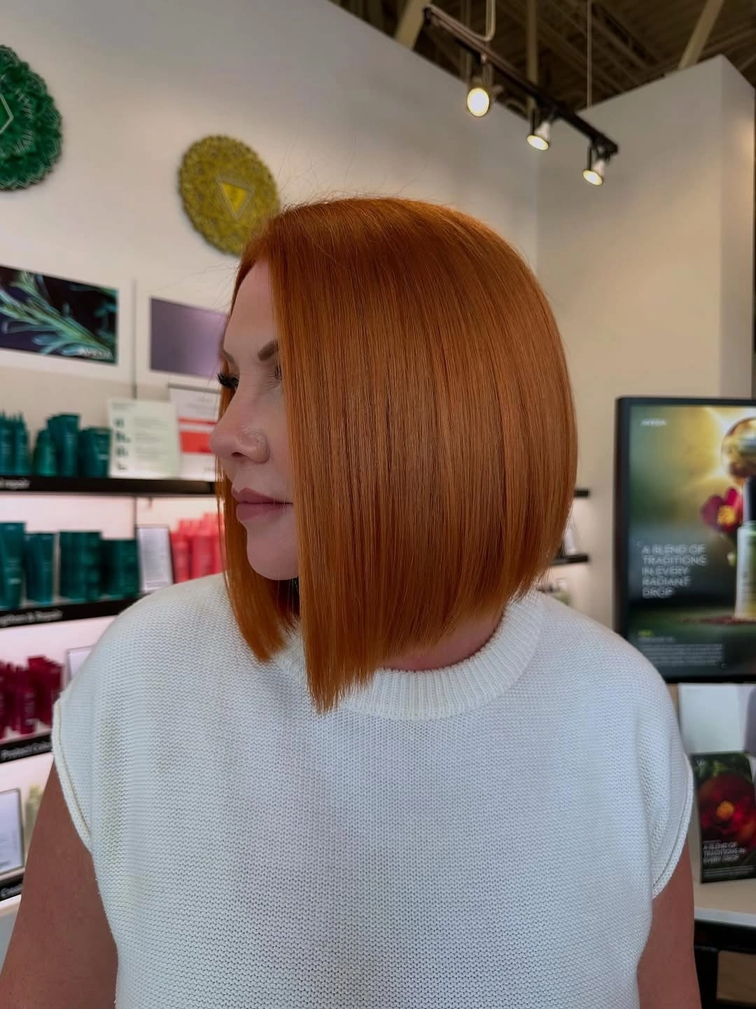 Fall hair colour ideas 2026 Glassy Ginger Precision Bob