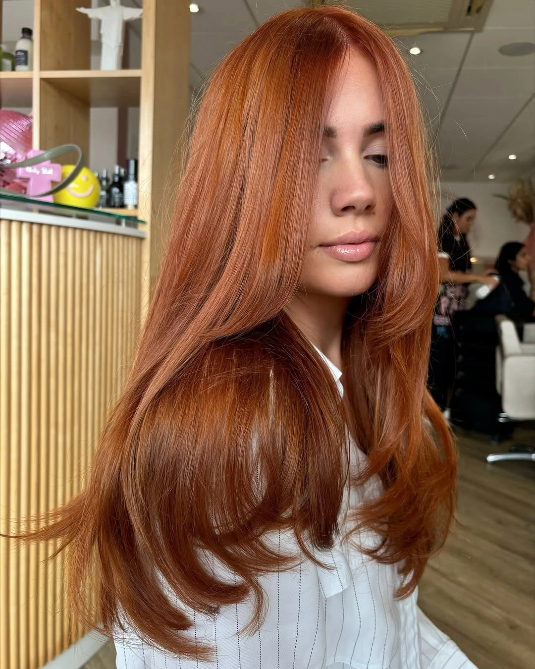 Fall hair colour ideas 2026 Soft Cinnamon Copper in Long Layers
