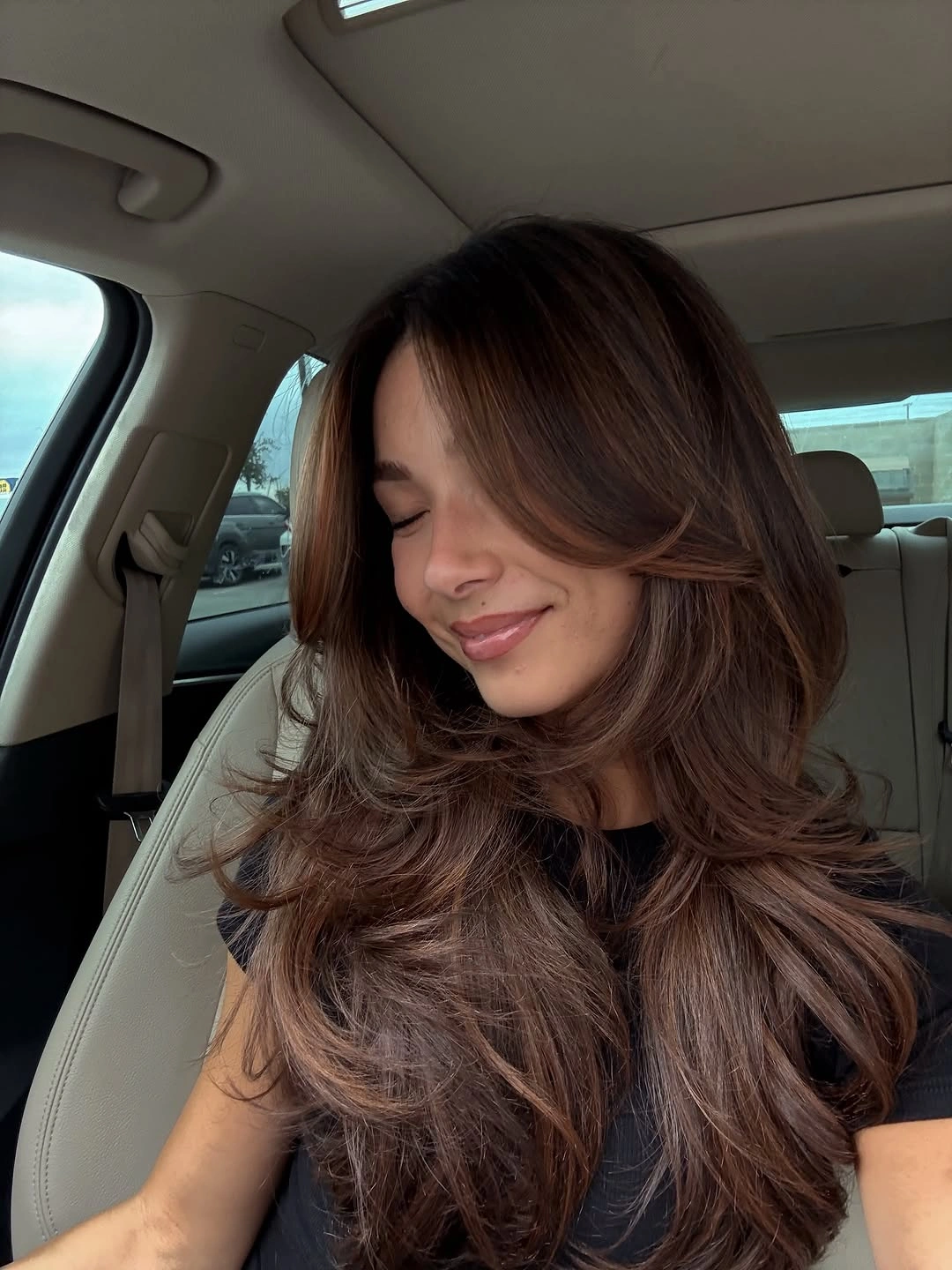 fall haircuts for women 2026 Chocolate Butterfly Layers With Sweeping Front Pieces