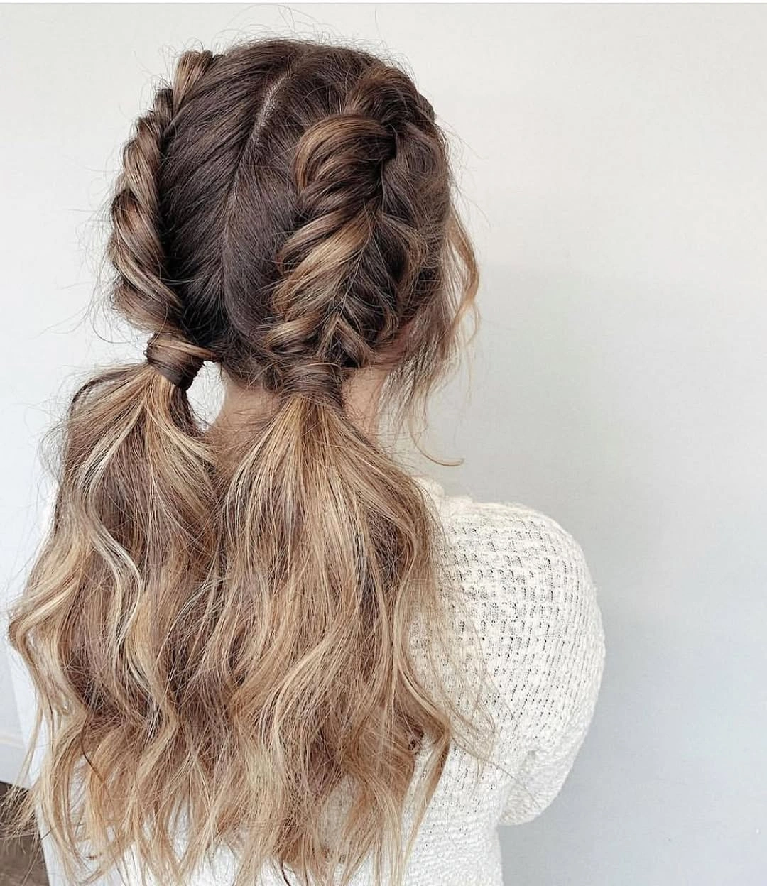 fall hairstyles 2026 Double Braided Pigtails With Blonde Ends
