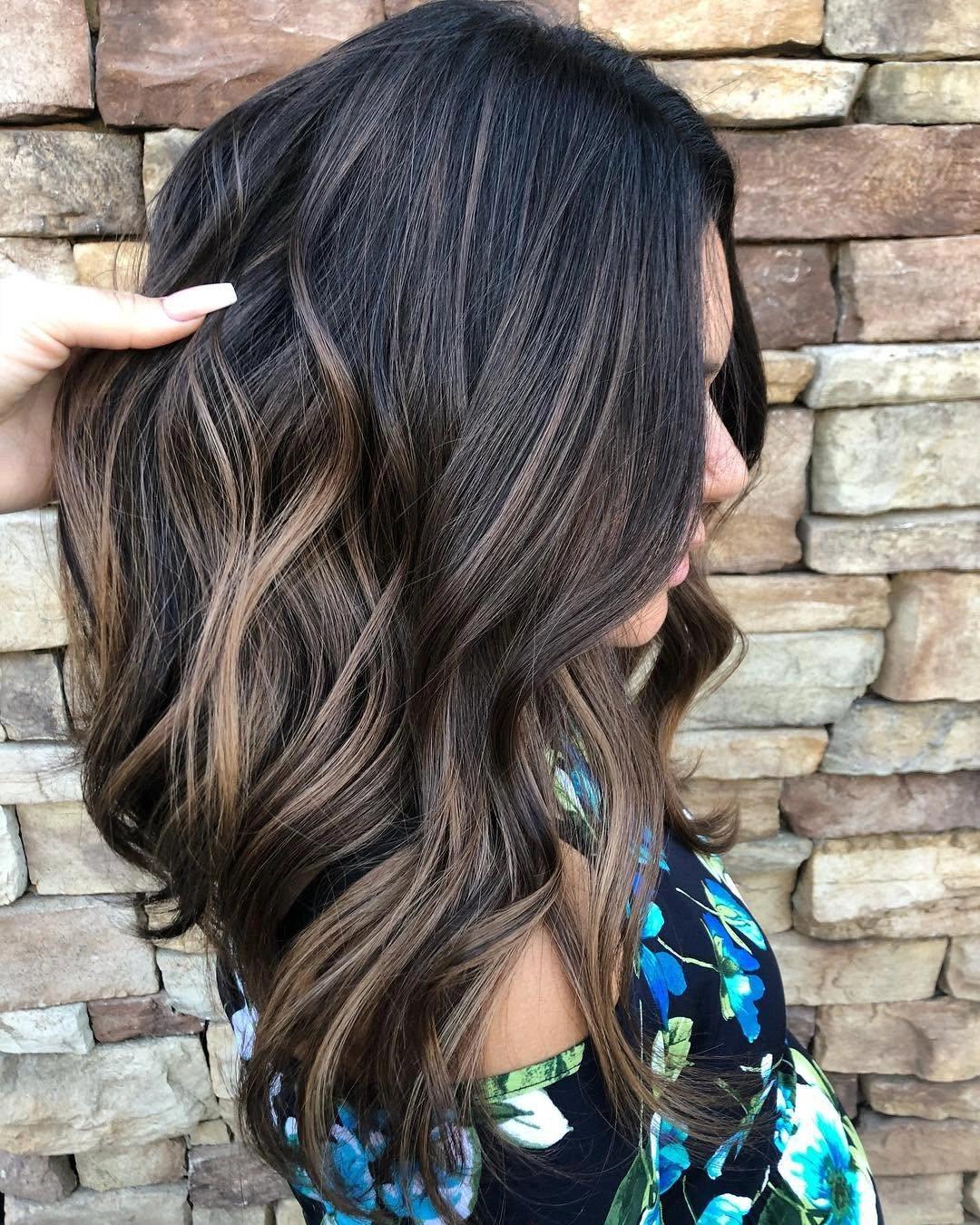 fall hairstyles for long hair 2026 Dimensional Brunette Waves With Soft Face-Framing Ribbons