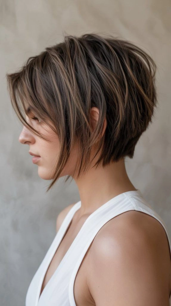 fall hairstyles for short hair 2026 Dimensional Tucked Bob With Face-Framing Layers