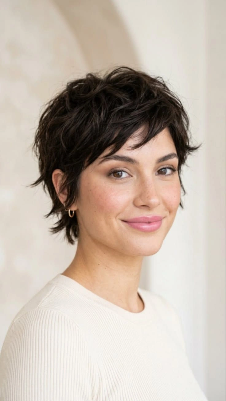 fall hairstyles for short hair 2026 Feathered Pixie Shag With Soft Everyday Texture