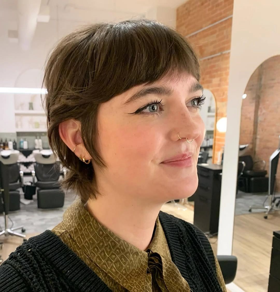 fall hairstyles for short hair 2026 Soft Bixie With Side-Swept Bangs