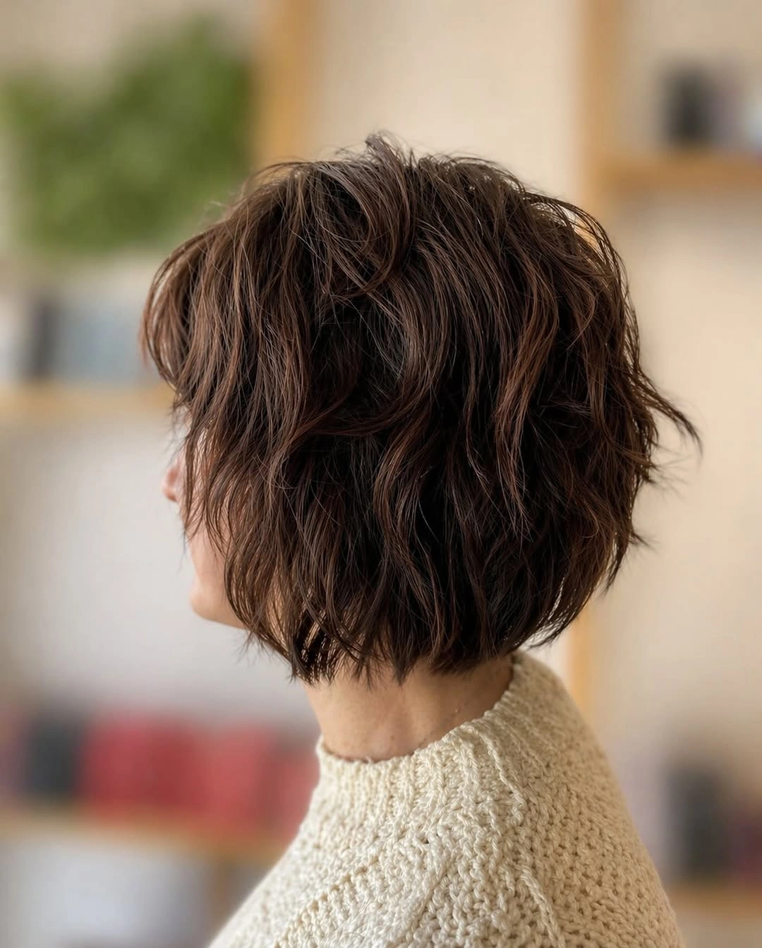 fall hairstyles for short hair 2026 Wet-Look Wavy Bob With Sweater Weather Texture