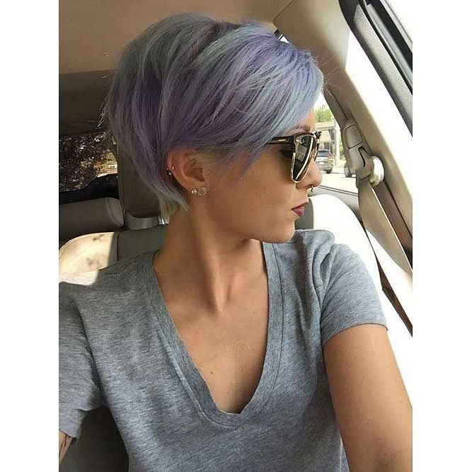 fall pixie haircut ideas 2026 Smoky Lavender Pixie With a Long Side Sweep