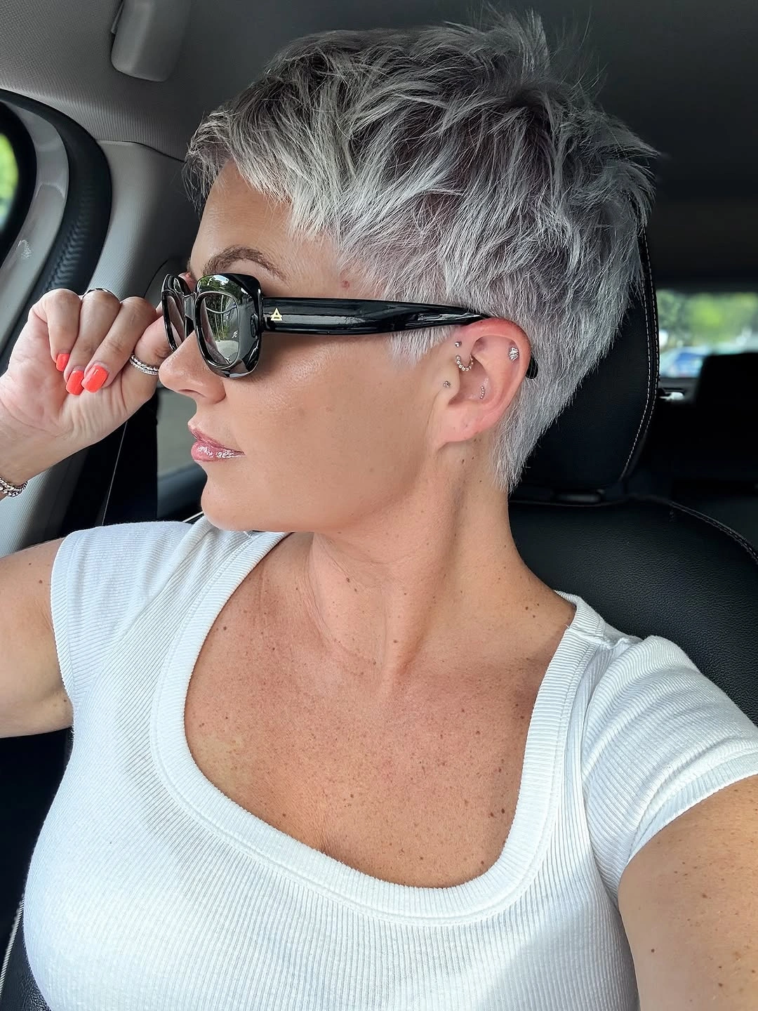 fall pixie haircut ideas 2026 Silver Tapered Pixie With Tousled Volume