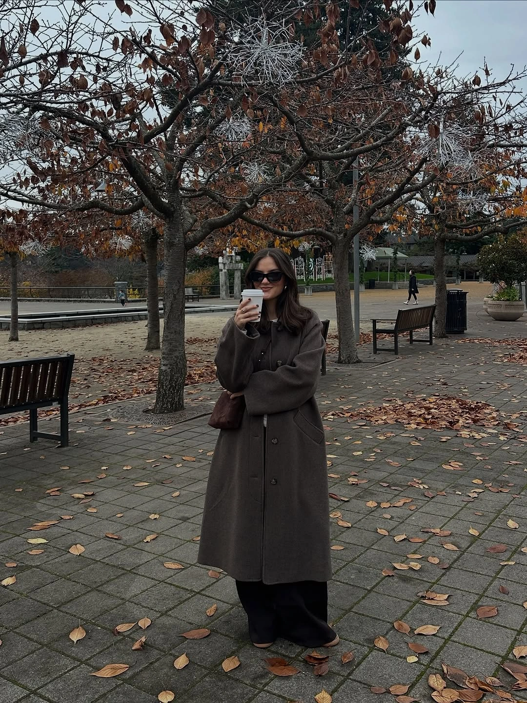 fall pregnancy outfits 2026 + Chocolate Wool Coat for a Quiet Autumn Day