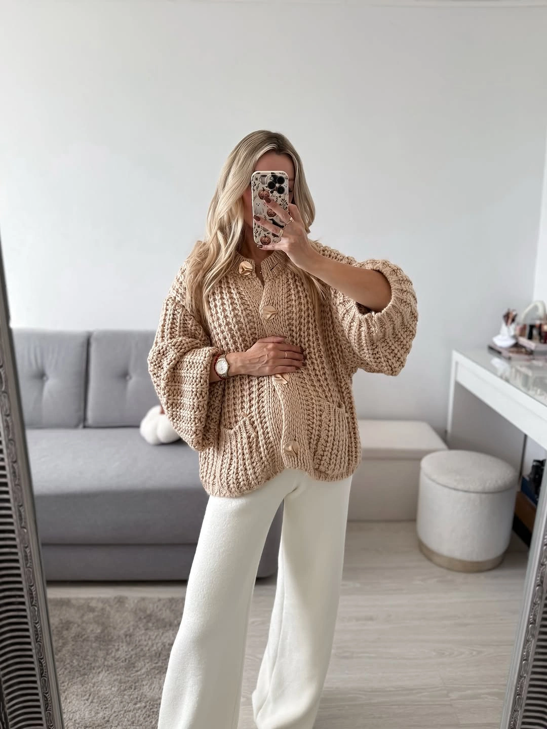 fall pregnancy outfits 2026 + Chunky Knit Layers in Soft Neutrals