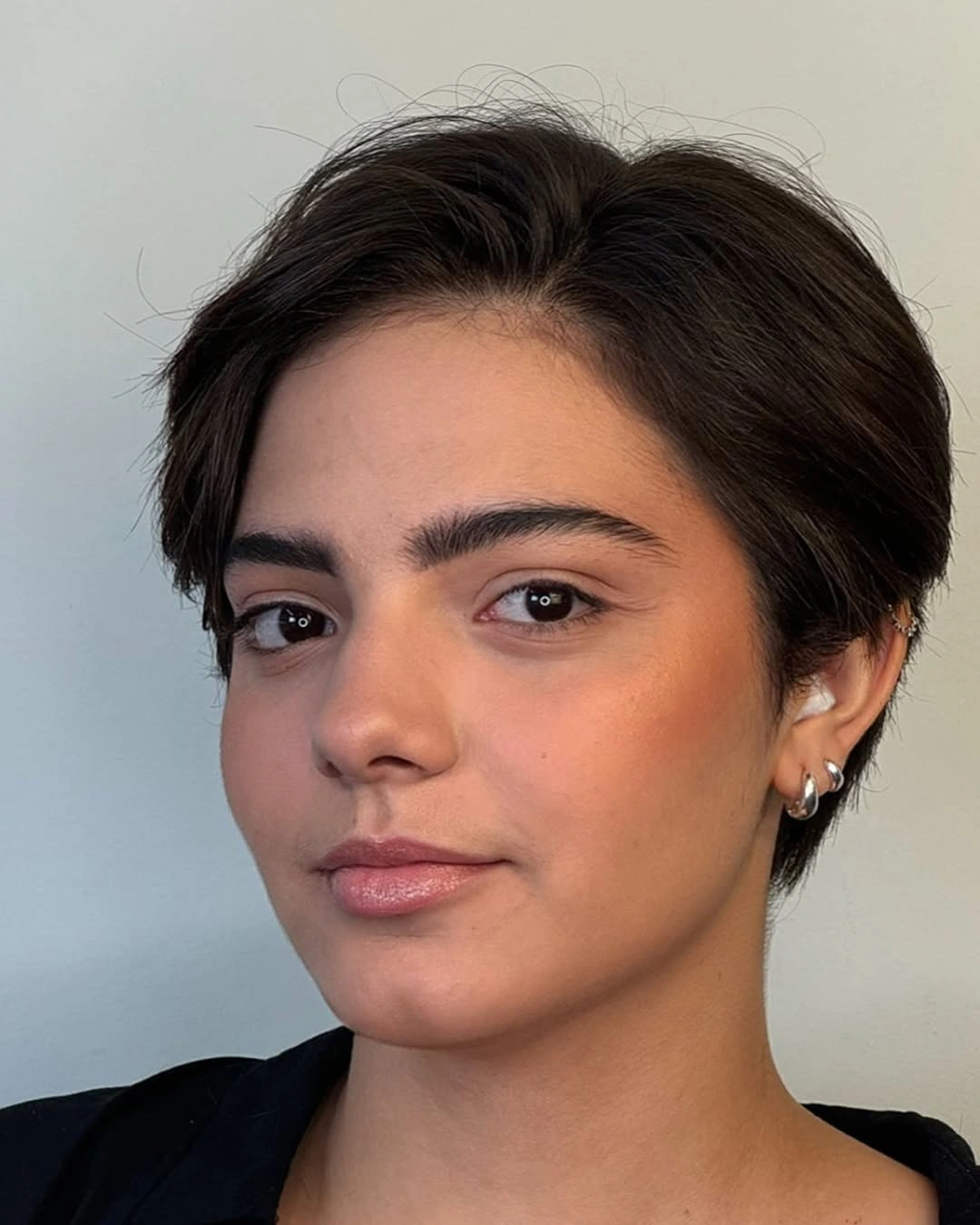 fall short haircuts 2026 + Center-Parted Short Bob With Natural Brunette Polish