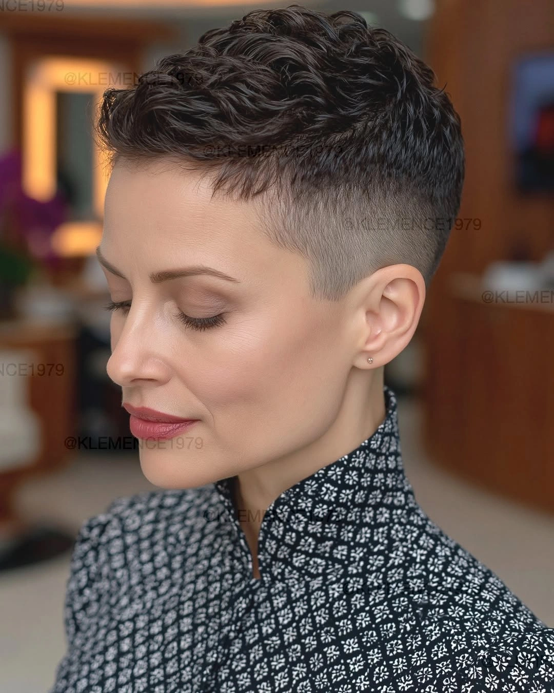 fall short haircuts 2026 + Wavy Undercut Pixie With Sharp Fall Contrast