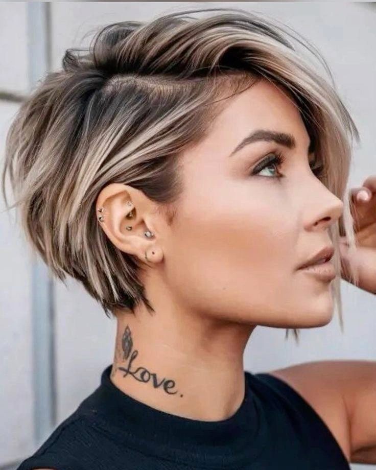 fall short haircuts 2026 + Dimensional Undercut Bob With Smoky Blonde Pieces