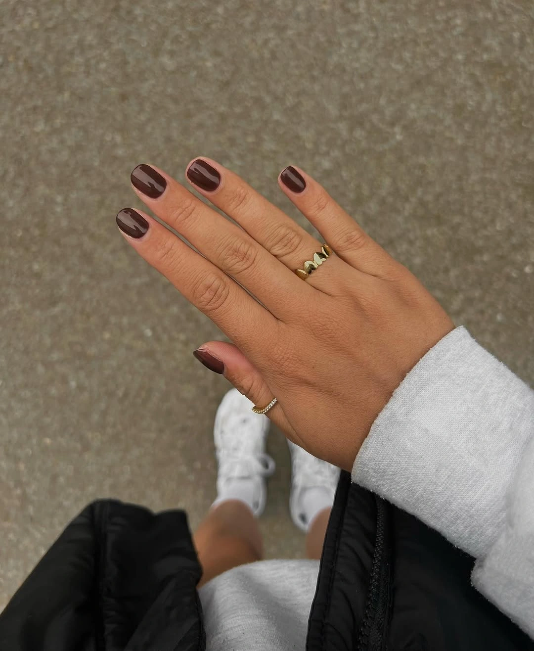 fall short nails 2026 Glossy Chocolate Short Nails With Clean Edges